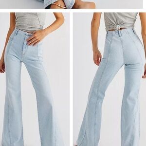 NWT Women's Free People Florence High Wasted, Light Blue Flare Jeans, size 24